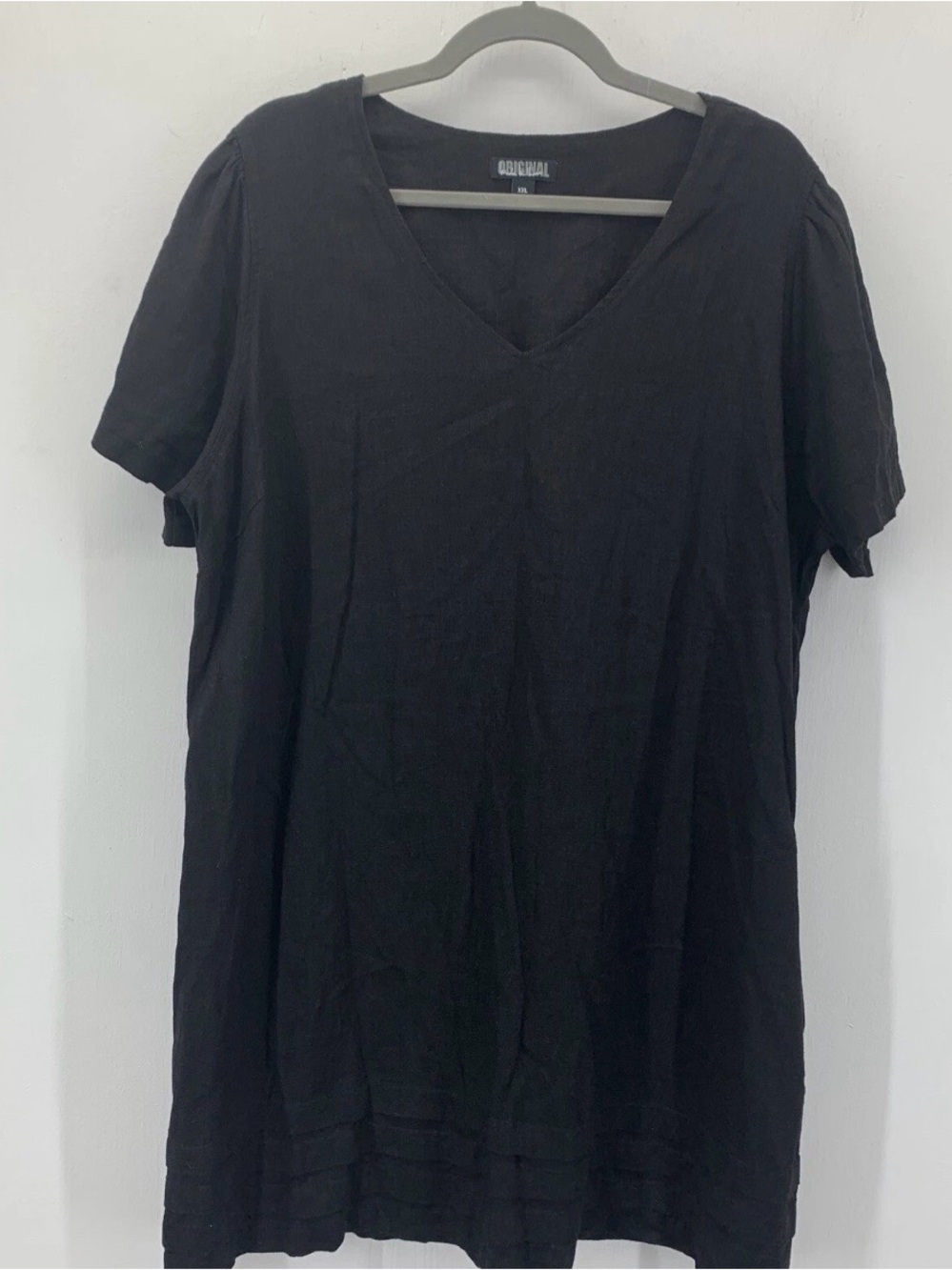 Black V-Neck Short Sleeve Tunic